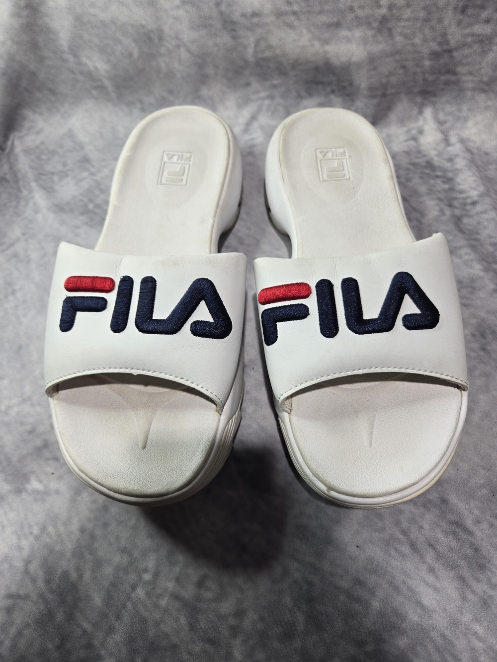 Fila White Logo Slide Sandals